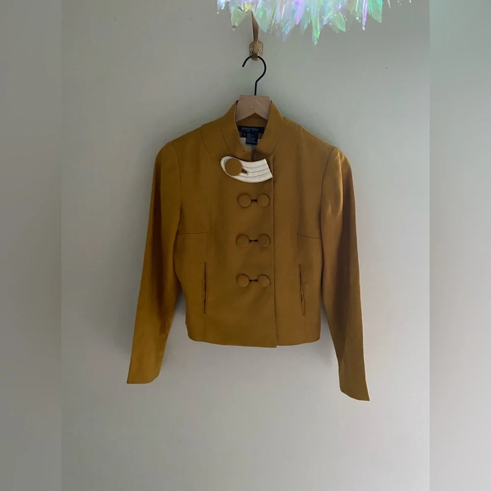Vintage Etcetera Mustard Yellow Linen Double Button Blazer‎ Size 2